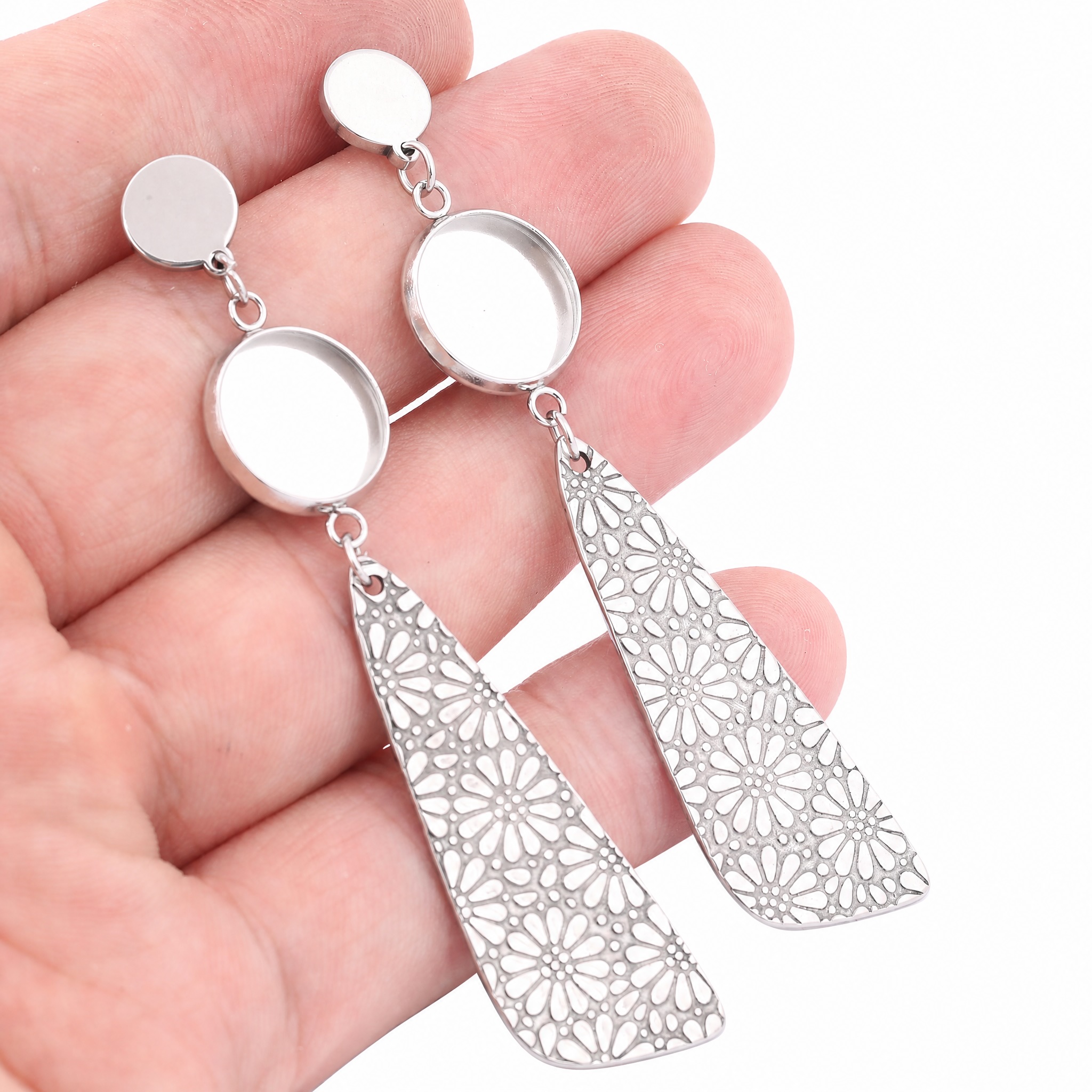 Jewelry Making Tray - 6pcs Stainless Steel Fit 12mm Cabochon