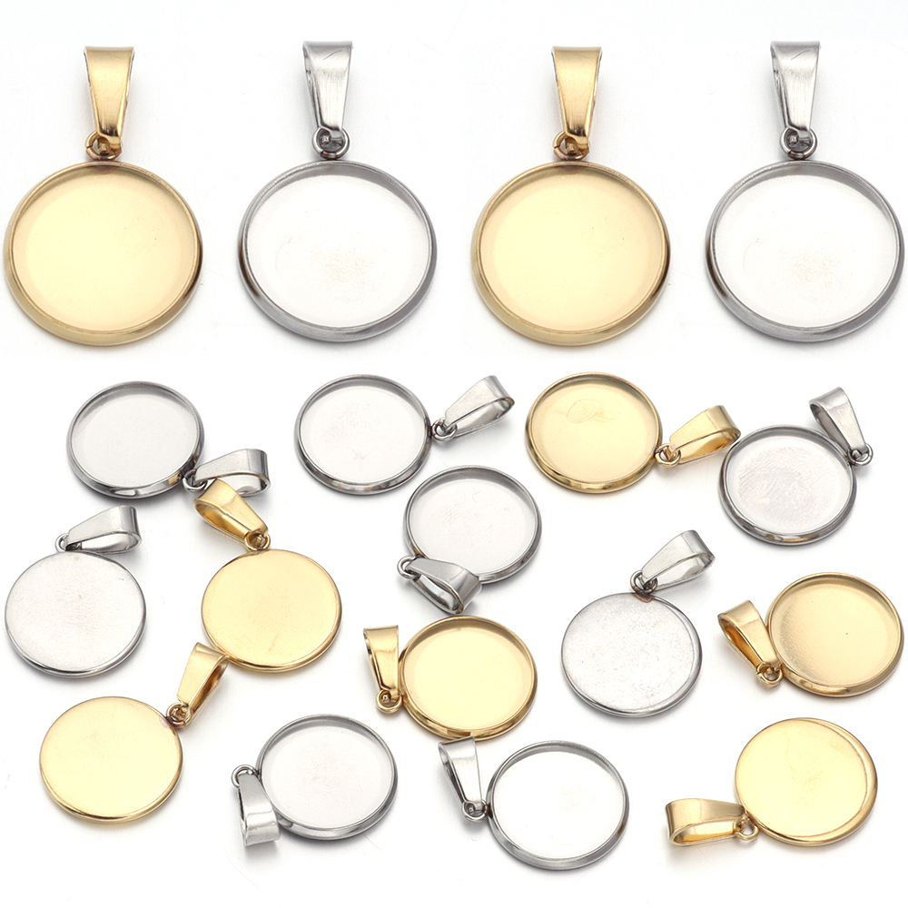Jewelry Making Tray - 5-10pcs 6-30mm Stainless Steel Blank Cabochon