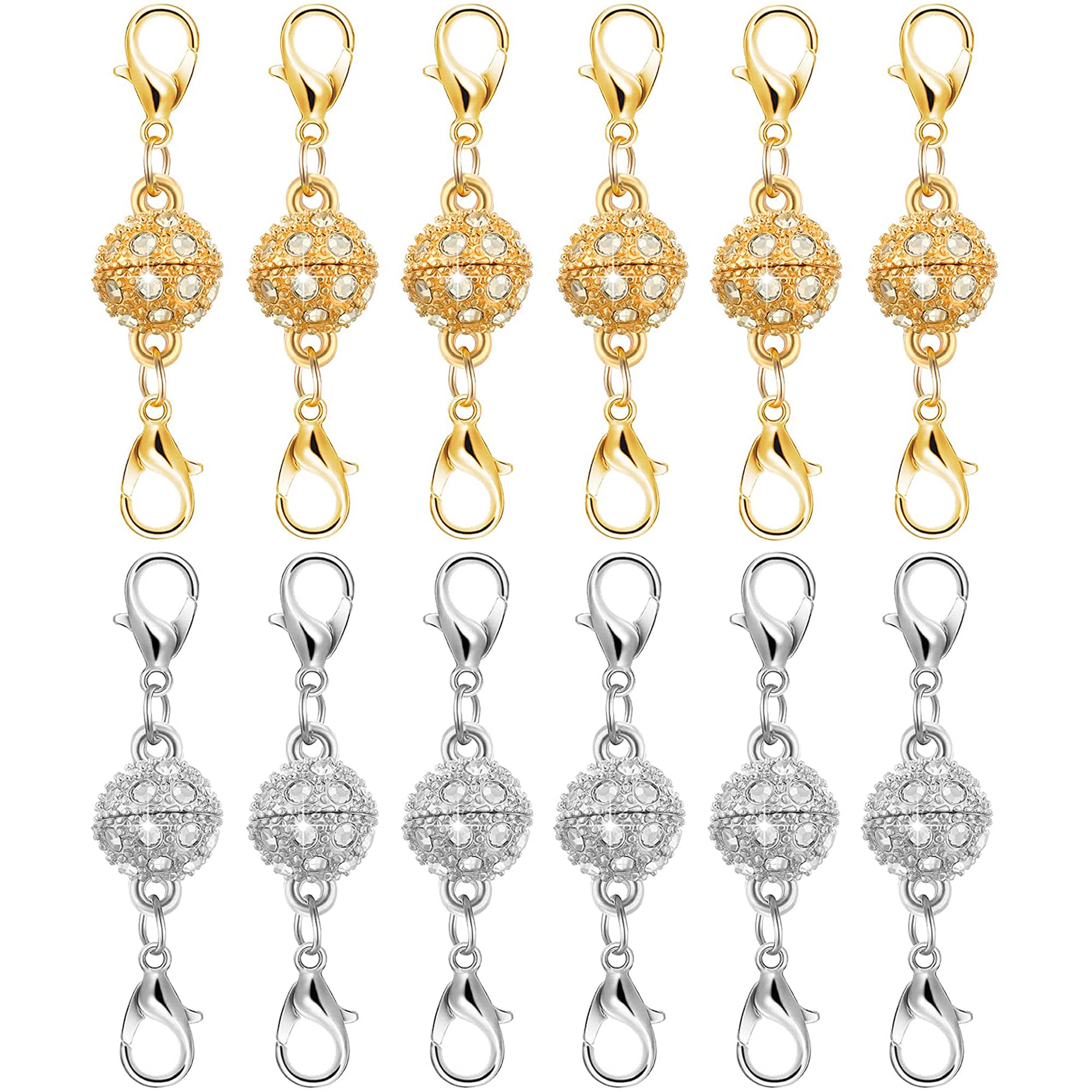 Jewelry Making Silver - 12 Pieces Magnetic Necklace Clasps, Double