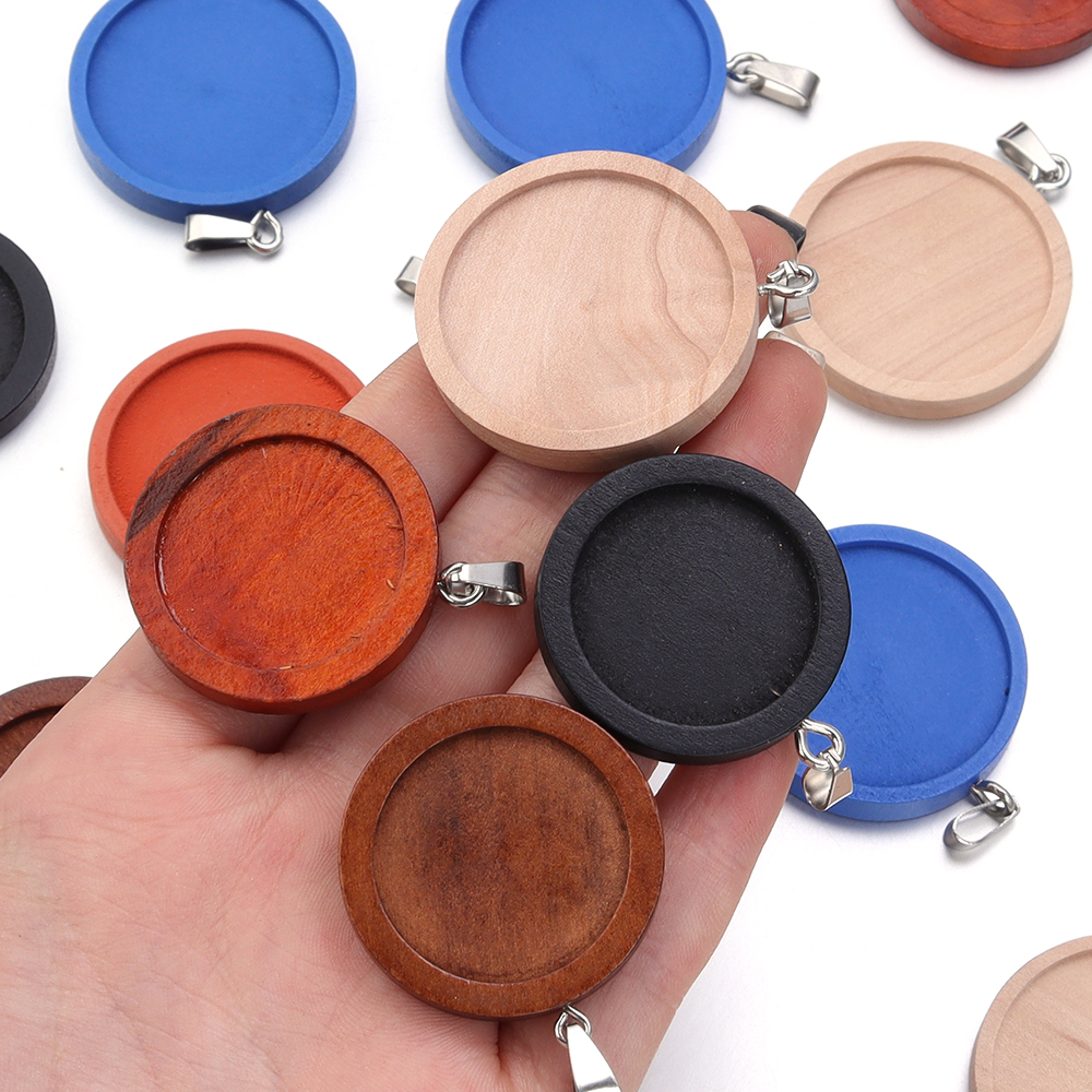 1-5pcs/lot 25 30mm Round Wood  - Jewelry Making Tray recensione e prezzo