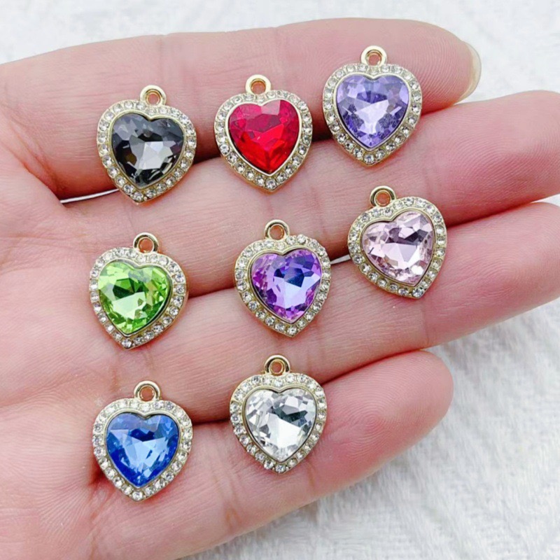 10pcs heart-shaped inlaid colo - Jewelry Making Accessories recensione e prezzo