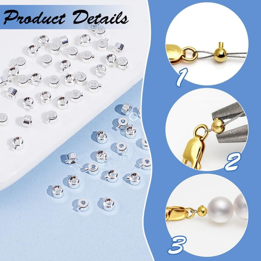 60PCS Brass Crimp Beads 925 St - Jewelry Making Silver recensione e prezzo