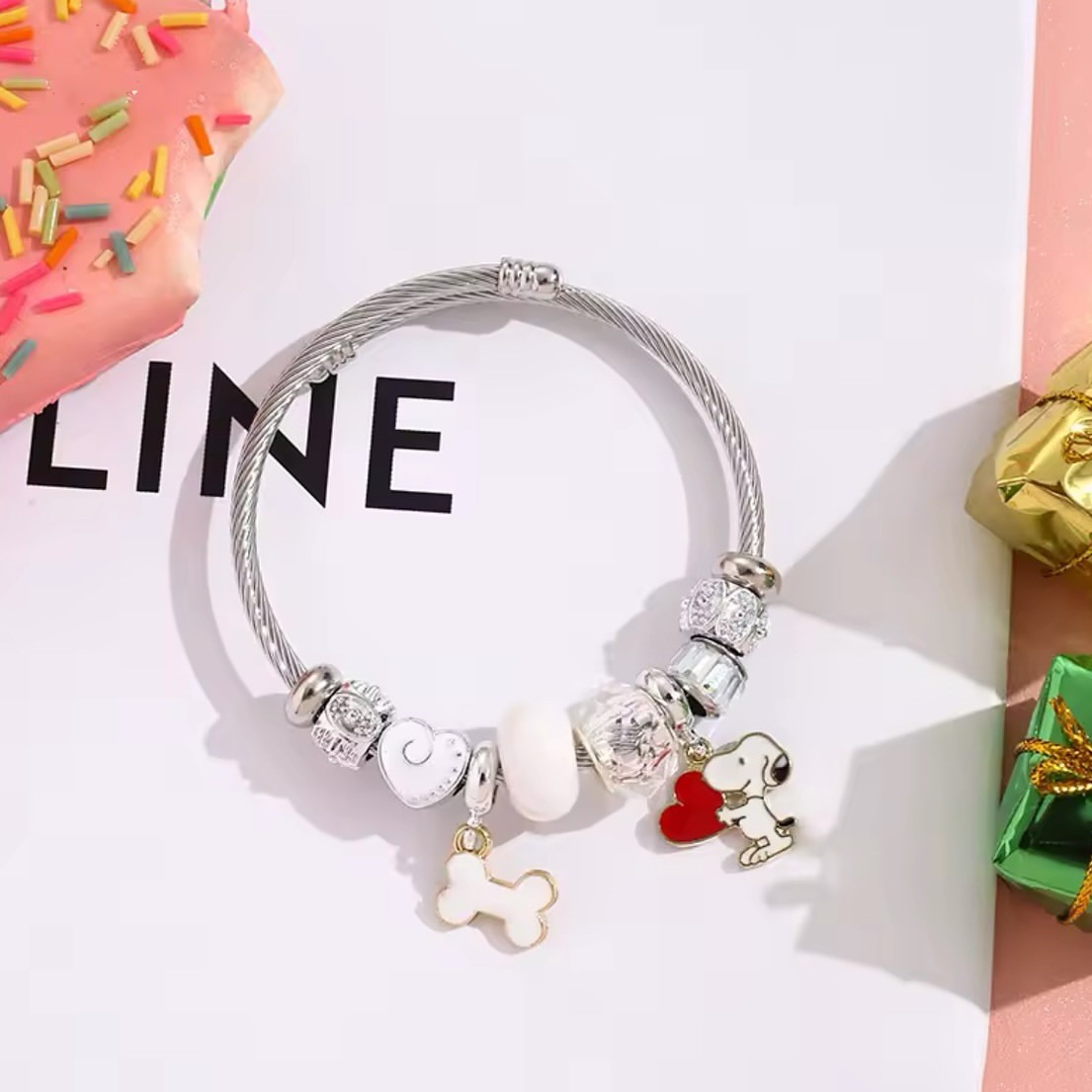 Cute Cartoon Snoopy Bone Heart - Jewelry Making Accessories recensione e prezzo