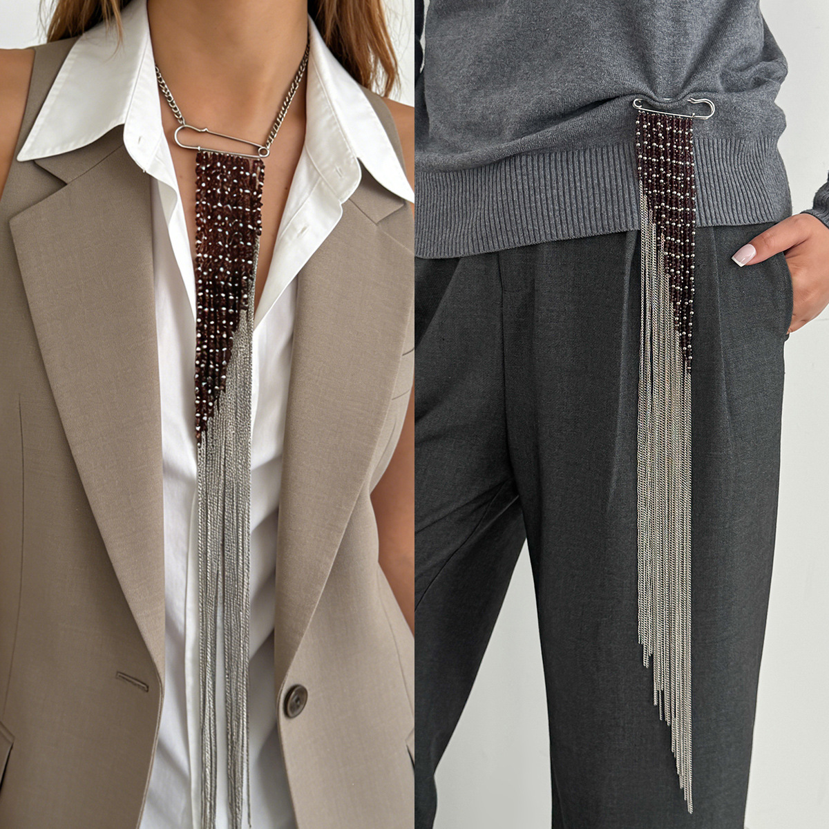 Silver Color Tassel Chain Broo - Jewelry Making Accessories recensione e prezzo